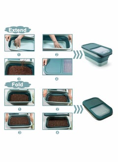 Excefore Collapsible Pet Food Container with Lids, 13 LB Food Storage Container, Airtight Cat Food Containers with Measuring Cup and Scoop, Foldable Kitchen Rice Storage for Food, Cereal, Coffee  - Image 4
