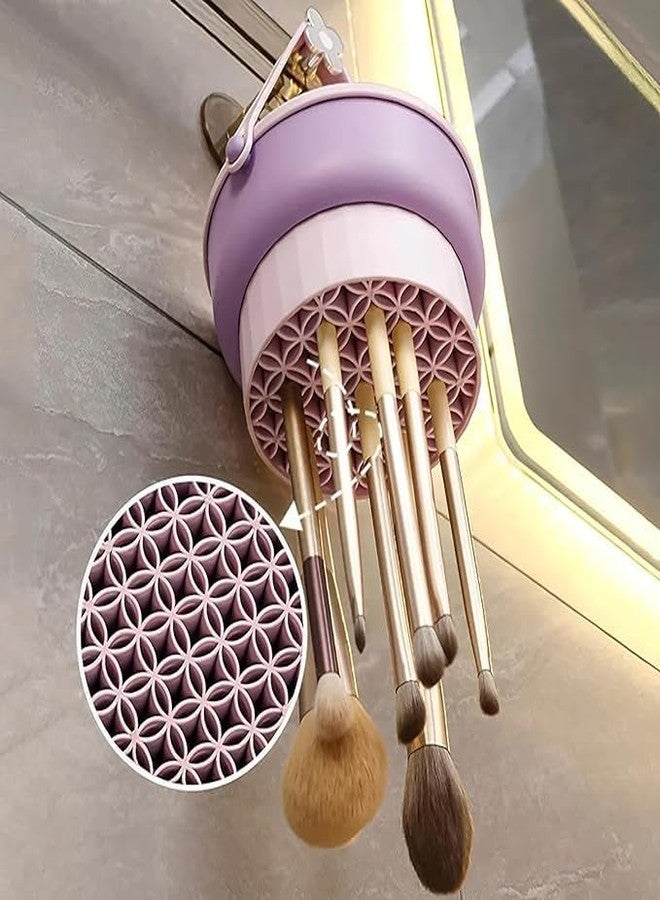 GOMNIK - 3 in 1 Brush Cleaning Mat with Brush Drying Holder, Silicone Makeup Cleaner Mat Make Up Cleaning Bowl Cosmetic Washing Tool for Makeup, Sponge, Powder Puff - Image 4