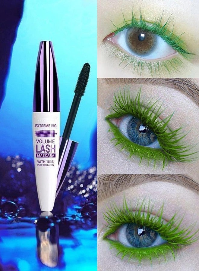 LYSdefeu 5D Blue Green Colored Mascara for Eyelashes-2 Colors Longlasting Waterproof Mascara Volume and Length,Curling Fiber rimel de pestañas,Women's Day Eye Makeup Gift for Women Girl Cosplay Party Stage Use - Image 2