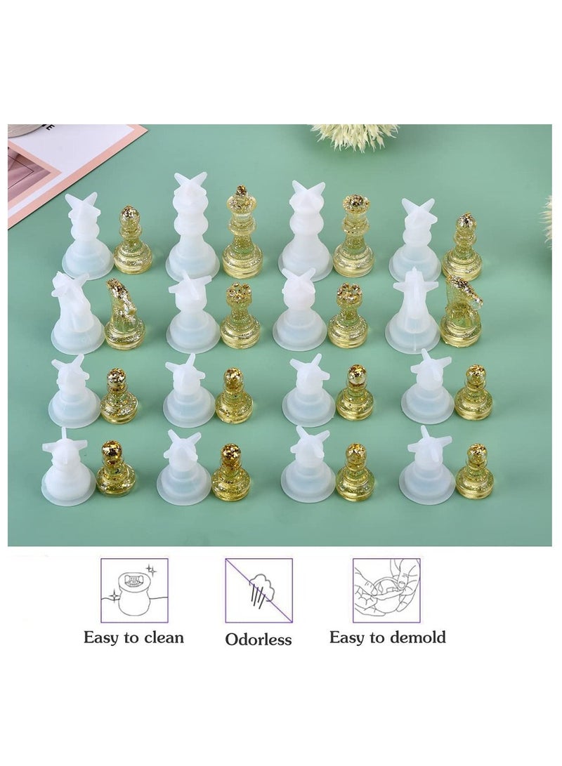 Excefore Chess Mold,16 Pcs 3D Silicone Chess Resin Mold Set, Chess Crystal Epoxy Casting Molds for DIY Crafts Making, Birthday Gift, Family Party, Family Board Games and Outdoor Games - Image 3