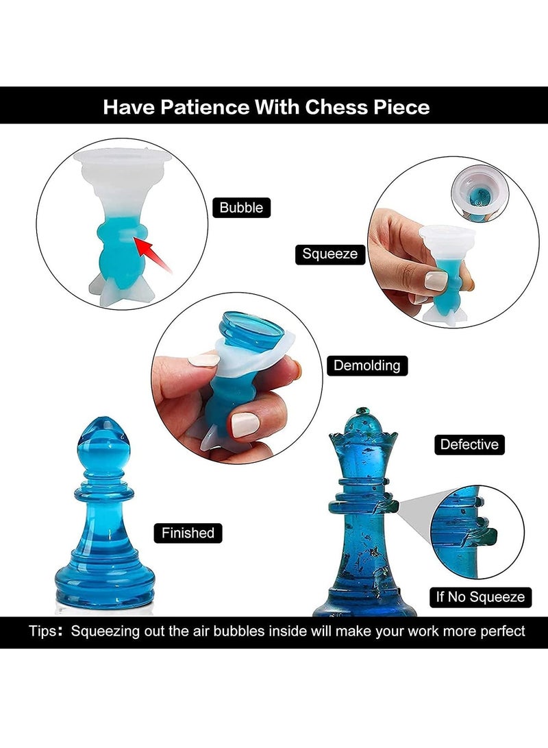 Excefore Chess Mold,16 Pcs 3D Silicone Chess Resin Mold Set, Chess Crystal Epoxy Casting Molds for DIY Crafts Making, Birthday Gift, Family Party, Family Board Games and Outdoor Games - Image 5