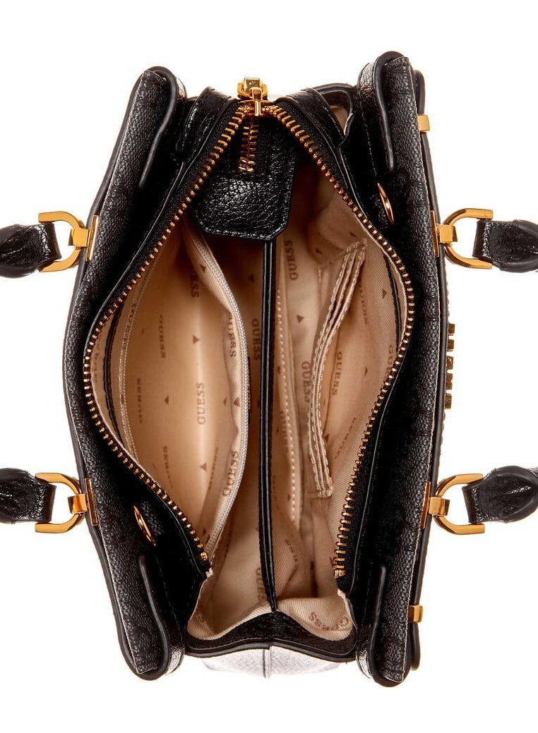 GUESS Sestri 4G logo Satchel Bagb Black Brown - Image 2