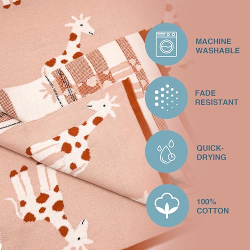 TIDY SLEEP 100% Cotton Knitted Blanket for New Born Baby, Soft and Breathable Quilt Wrapper for New Born Boy & Girl | Size 100 cm x 80 cm, 0 to 18 Month (Girrafe Print) - Image 4