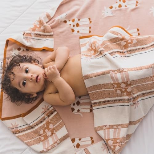 TIDY SLEEP 100% Cotton Knitted Blanket for New Born Baby, Soft and Breathable Quilt Wrapper for New Born Boy & Girl | Size 100 cm x 80 cm, 0 to 18 Month (Girrafe Print) - Image 1