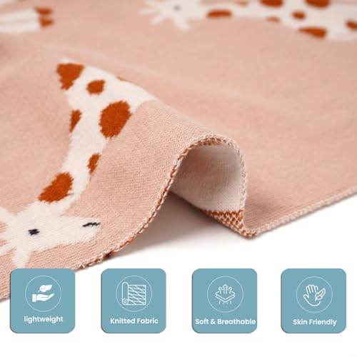 TIDY SLEEP 100% Cotton Knitted Blanket for New Born Baby, Soft and Breathable Quilt Wrapper for New Born Boy & Girl | Size 100 cm x 80 cm, 0 to 18 Month (Girrafe Print) - Image 5