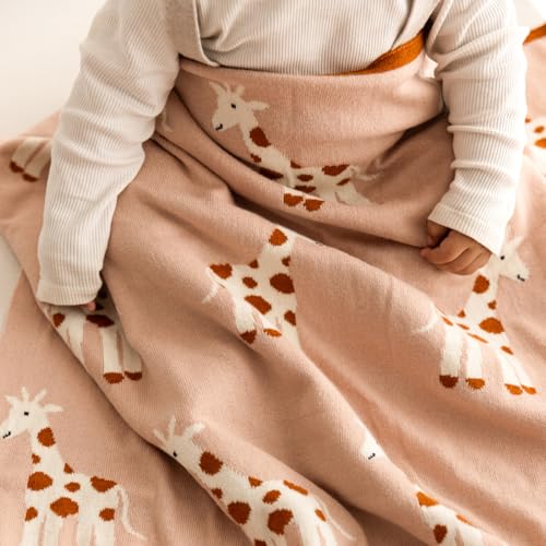TIDY SLEEP 100% Cotton Knitted Blanket for New Born Baby, Soft and Breathable Quilt Wrapper for New Born Boy & Girl | Size 100 cm x 80 cm, 0 to 18 Month (Girrafe Print) - Image 3