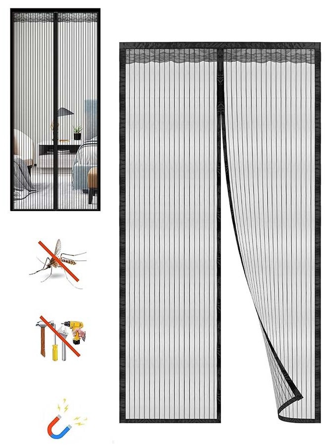 YIM-VIBEHAUS Fly Screen Door, Anti Mosquito Bug Magnetic Screen Door Mesh with Powerful Magnets and Full Frame Magic Tape,  Anti Mosquito Mesh for Bedroom/Balcony/Kitchen, No Drilling, Washable Mesh (110x210cm) - Image 1
