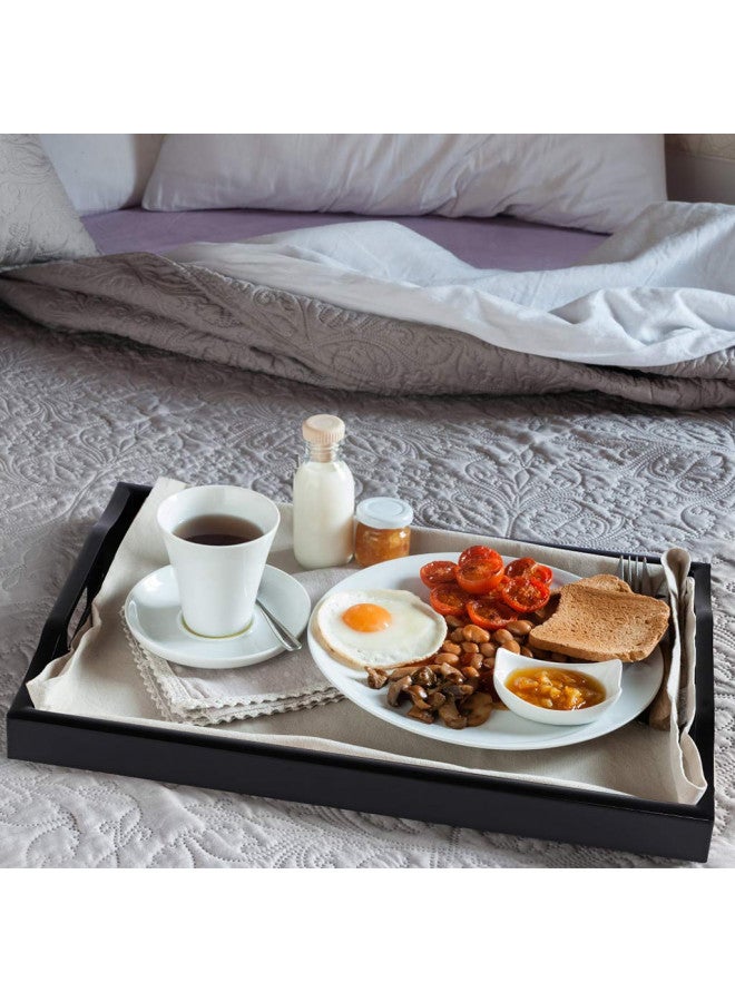 MDLUU Plastic Serving Tray, Ottoman Tray with Cutout Handles, Rectangle Butler Tray for Breakfast in Bed, Coffee Table Decor, Party (Black) - Image 1