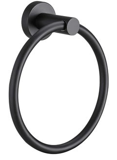 erorex Matte Black Towel Ring For Bathroom 1 Pack Kitchen Bath Towel Holder Hangers Wall Mount Heavy Duty Storage Stainless Steel  - Image 1