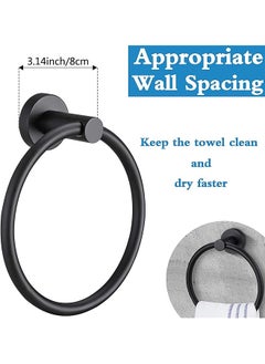erorex Matte Black Towel Ring For Bathroom 1 Pack Kitchen Bath Towel Holder Hangers Wall Mount Heavy Duty Storage Stainless Steel  - Image 4