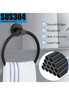 erorex Matte Black Towel Ring For Bathroom 1 Pack Kitchen Bath Towel Holder Hangers Wall Mount Heavy Duty Storage Stainless Steel  - Image 2