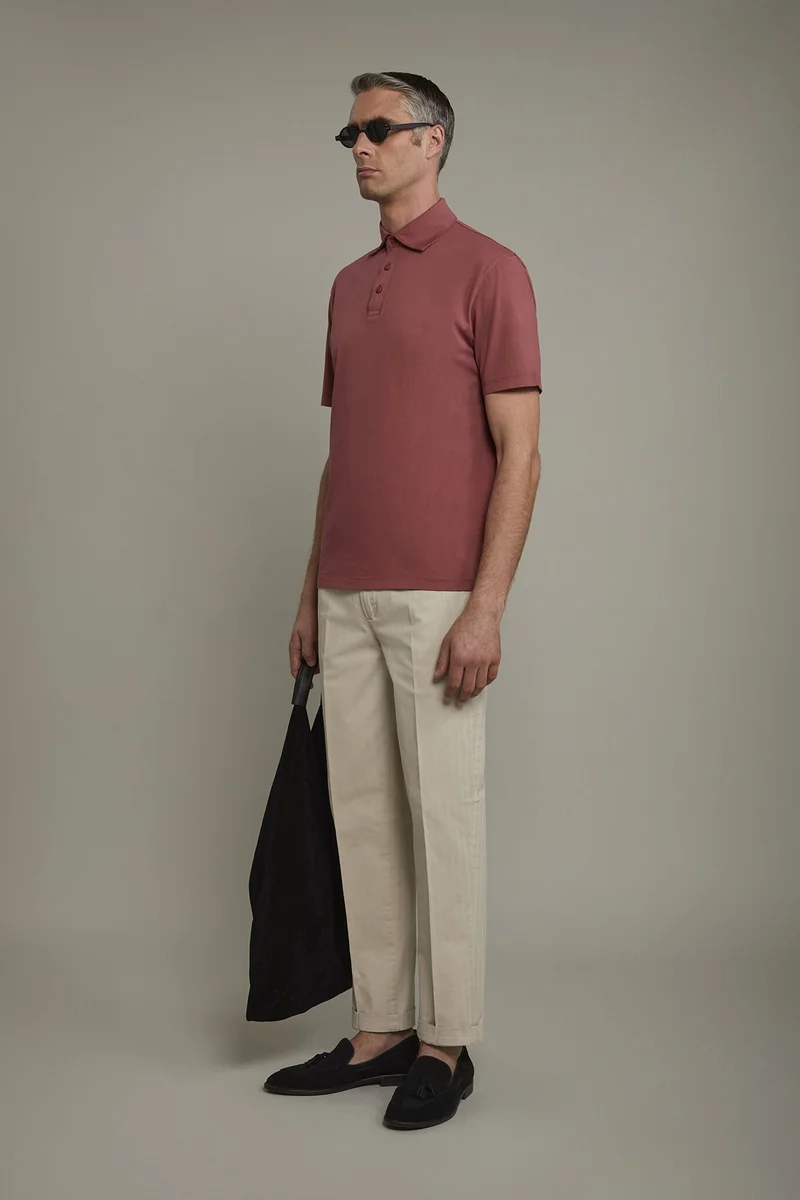 دوبل غانغر Men's short sleeve polo shirt 100% cotton regular fit - Antique Rose