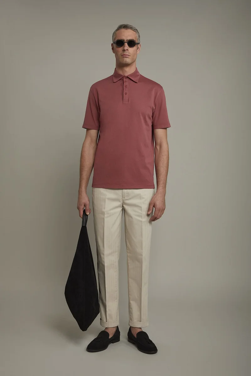دوبل غانغر Men's short sleeve polo shirt 100% cotton regular fit - Antique Rose