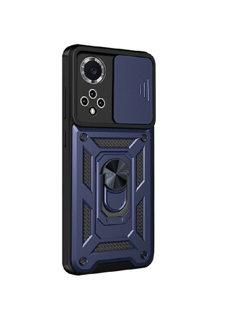 جراب حمايه مقاوم للصدمات وحمايه للكاميرا مزود بدبله معدنيه سي دي متوافق مع Honor 50 / Nova 9 (أزرق) - Image 2