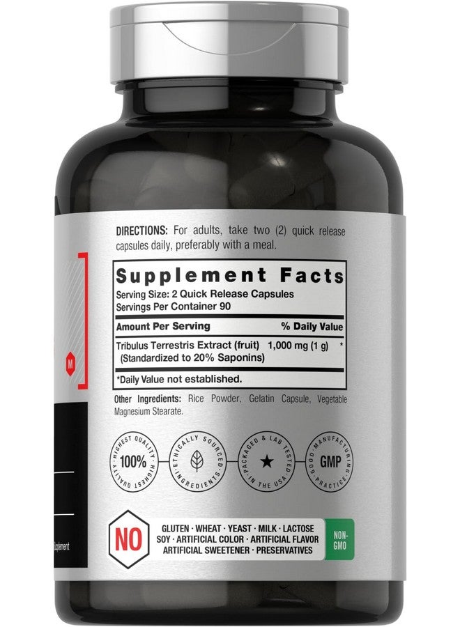 Horbäach Horbaach Tribulus Terrestris for Men | 1000mg | 180 Capsules | Extract Supplement | Non-GMO and Gluten Free - Image 2