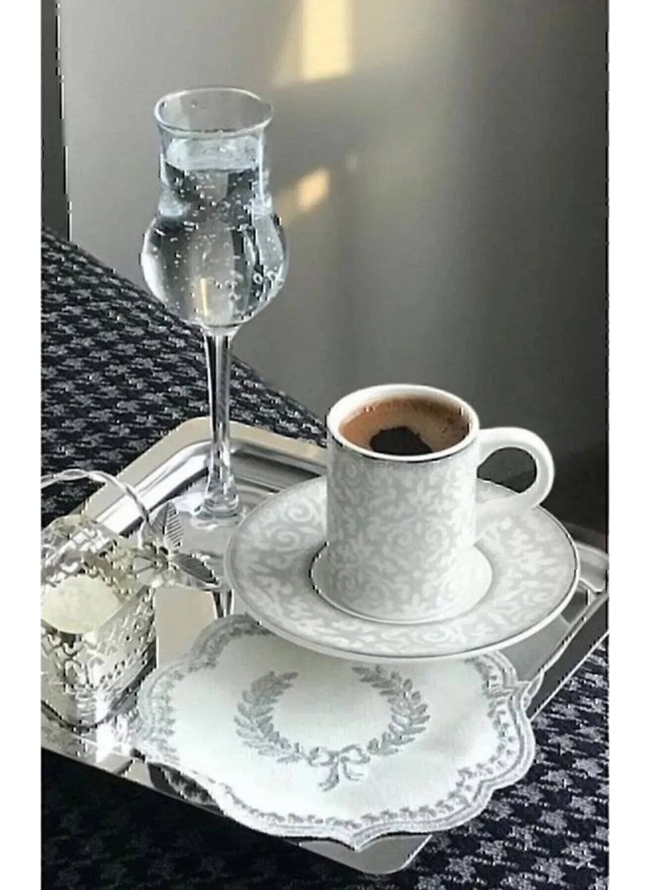 Octopus Bazaar 2 Pieces Luxury Square Stainless Steel Silver Color 21X21CM Coffee Serving Presentation Tray & Plate  - Image 3