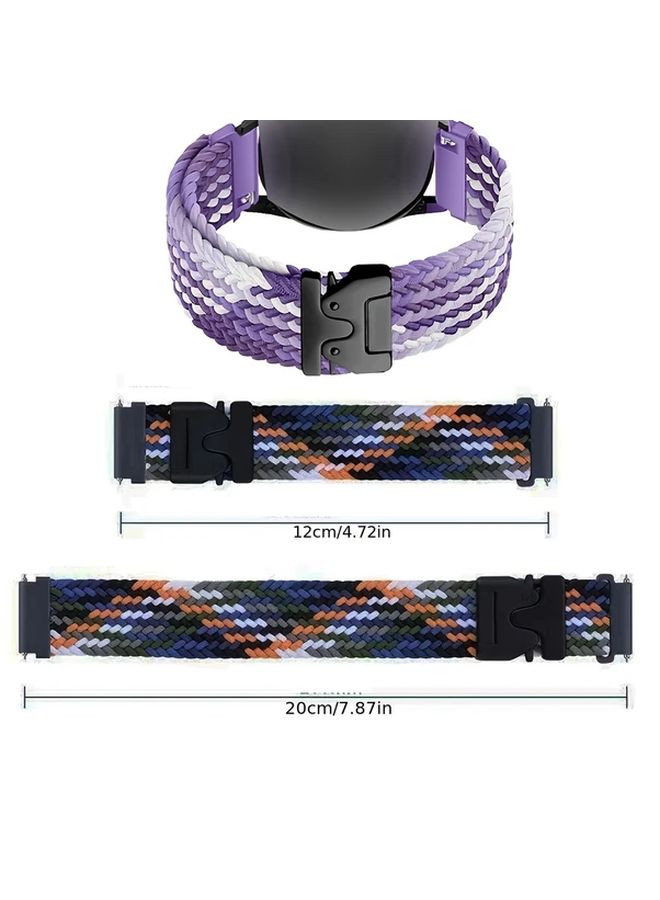 20mm Mixed Color Braided Loop Replacement Strap for Samsung Galaxy Watch 7 6 5 4 with Parachute Buckle - Image 2