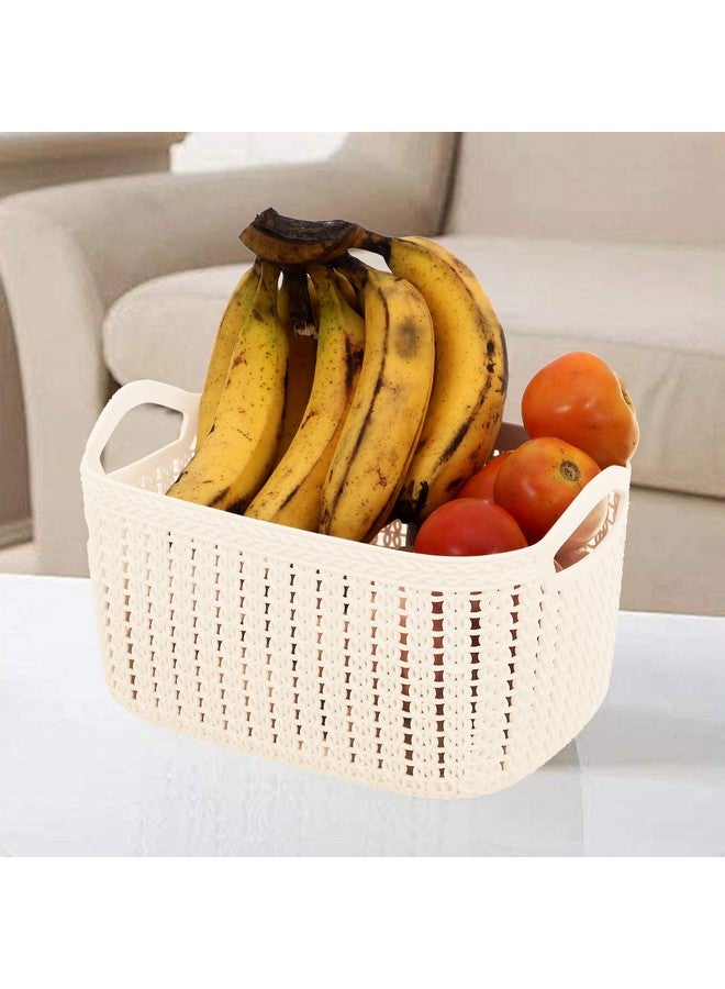 Kuber Industries Unbreakable Plastic Multipurpose Medium Size Flexible Storage Baskets|Fruit Vegetable Bathroom Stationary Home Basket with Handles - Image 4
