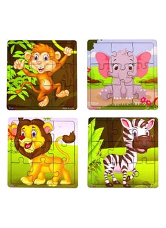 Fiddlys Fiddlys Wood Jigsaw Puzzles for Kids & Children - 9 Pieces (Pack of 12 - Animals+Dinos+Sea) Age 3+  - Image 2