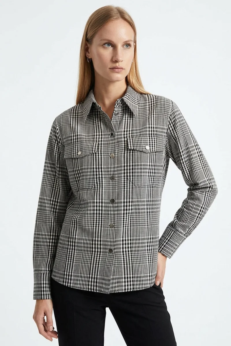 Exquise Plaid Pattern Long-Sleeved Regular Shirt