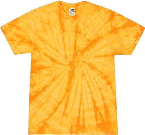 Colortone 100% Cotton Spider Tie Dye T-Shirt for Kids 14-16, Large Spider Gold - Image 1
