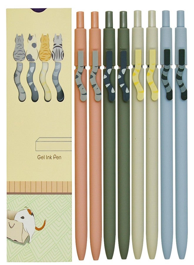 Maydahui 8 Pcs Cute Cat Tail Pens Retractable Kawaii Cat Pens Novelty Animal Tail Click Rollerball Pens Black Ink for Cat Lovers Shcool Supplies Office - Image 1