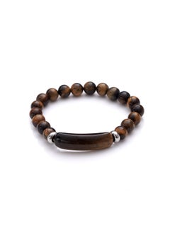 Subhati Bracelet with Tiger Eye Stone | 8 MM Beads - 18 | Metal Parts  - Image 2