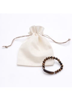 Subhati Bracelet with Tiger Eye Stone | 8 MM Beads - 18 | Metal Parts  - Image 3