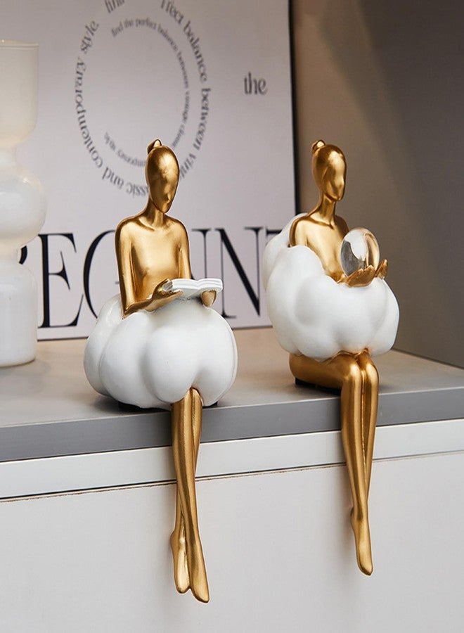 RIRPUAE Gold Home Decor Women Thinker Statue, Modern Bookshelf Figurines Accent Decorations for Living Room, Resin Abstract Art Collectible for Office Bedroom Table Desk - Image 3