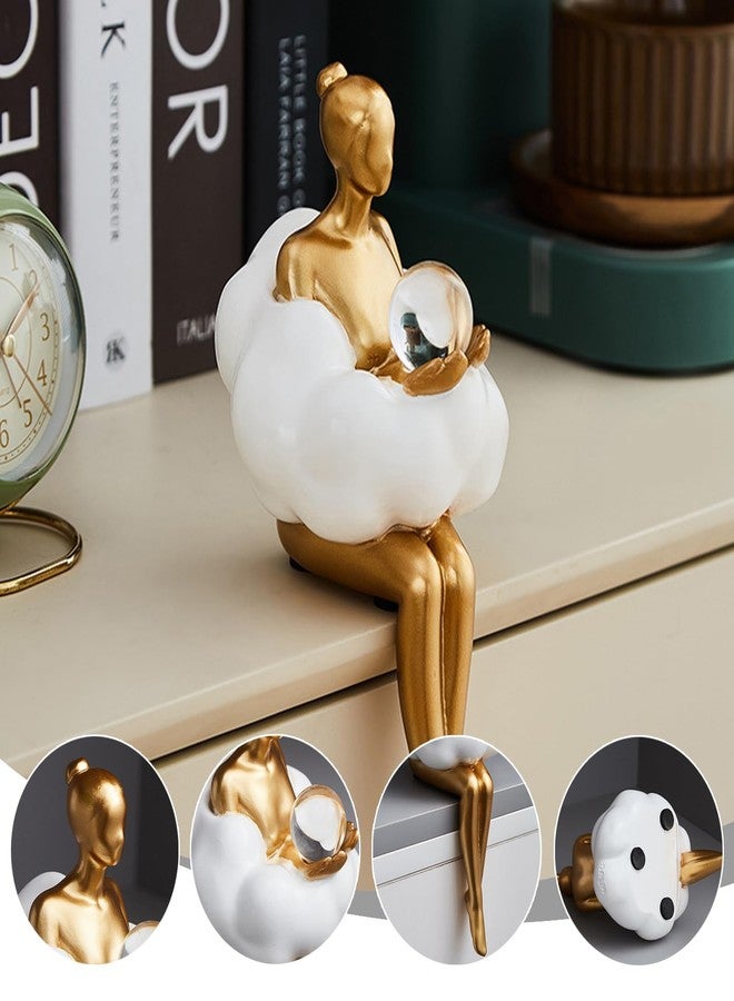 RIRPUAE Gold Home Decor Women Thinker Statue, Modern Bookshelf Figurines Accent Decorations for Living Room, Resin Abstract Art Collectible for Office Bedroom Table Desk - Image 5
