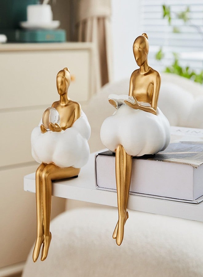 RIRPUAE Gold Home Decor Women Thinker Statue, Modern Bookshelf Figurines Accent Decorations for Living Room, Resin Abstract Art Collectible for Office Bedroom Table Desk - Image 1