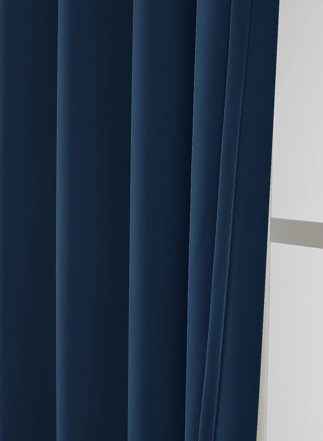 Upcortinassi Fire Retardant Curtains for College Dorm Bedroom Room Divider Schools Hospital Navy Blue 52 x 108 2 Panels - Image 4