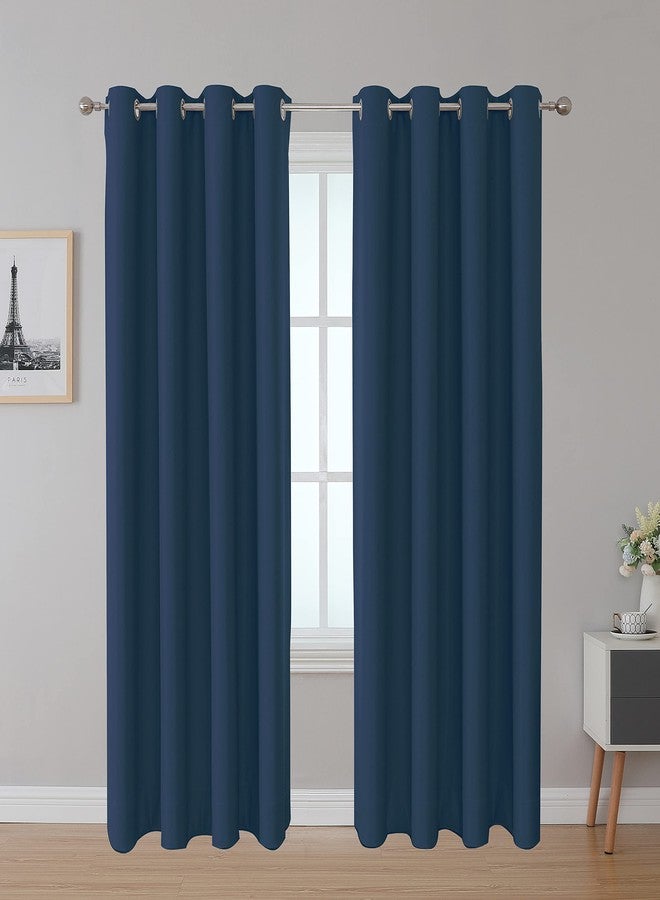 Upcortinassi Fire Retardant Curtains for College Dorm Bedroom Room Divider Schools Hospital Navy Blue 52 x 108 2 Panels - Image 1