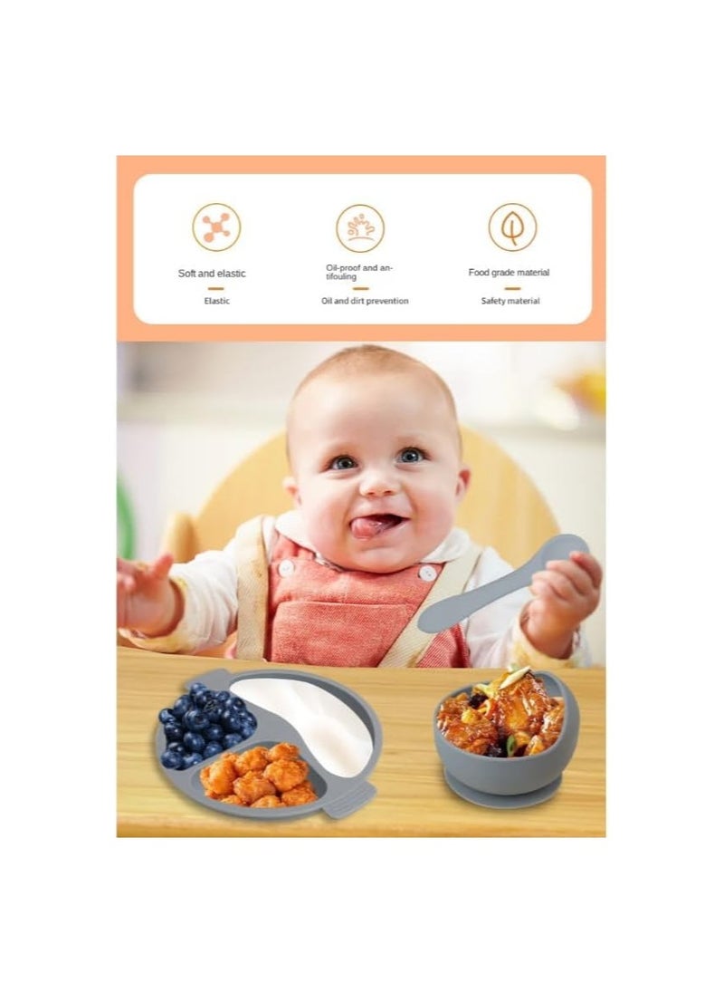Generic Fantastic-Kids-Toys Silicone Toddler Dinnerware Set, BPA Free Toddler Plate Set with Bib, Divided Plate, Cup, Spoon, Fork, Bowl, 6-Piece Toddler Utensils for Girls and Boys (Maroon)  - Image 5