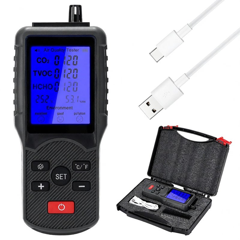 Multifunctional Air Quality Tester CO2 TVOC Meter Temperature Humidity Measuring Device - Image 5
