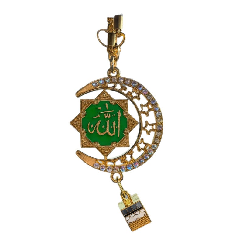 Zinc Alloy Car Hanging Ornament Double-Sided Rhinestone Star Moon Hexagram Pendant - Image 5