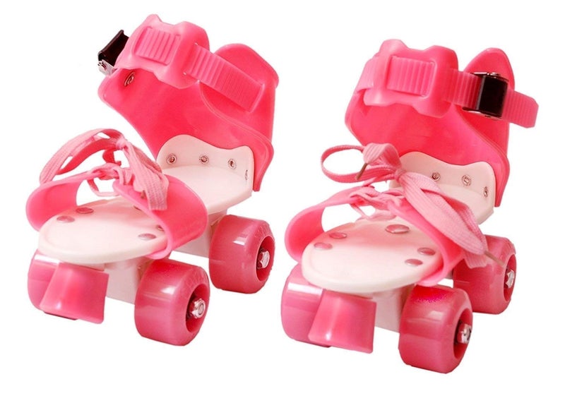 AUTHFORT Roller Skates for Girls Age Group 7-12 Years Adjustable Inline Skating Shoes with School Sport-Multi Colour (Pink) - Image 1