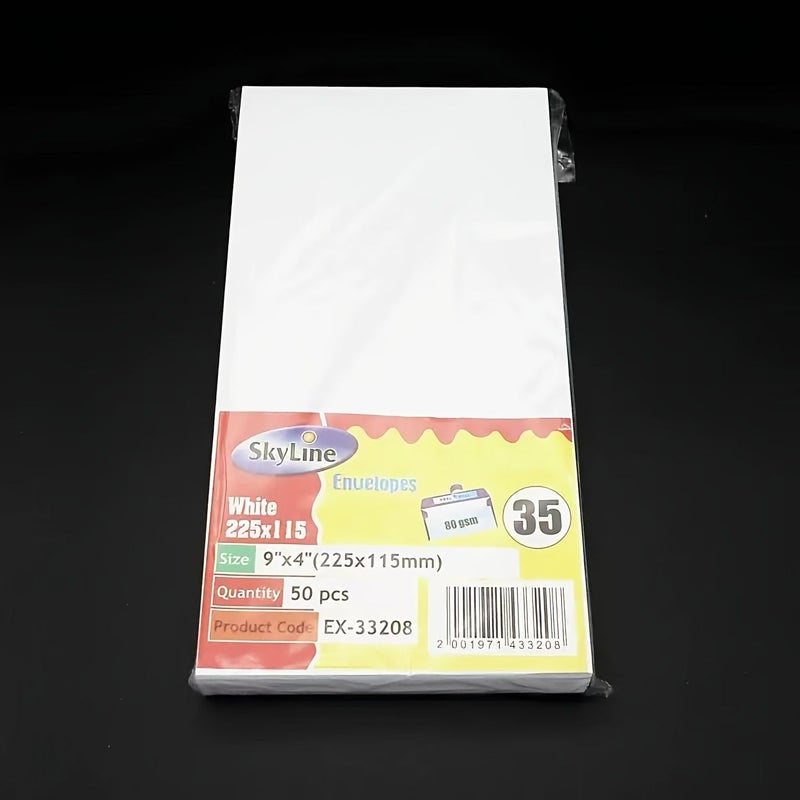 50 White Self Sealing Envelopes 8 86 X 4 53 Inch Matte End Blue Security Tape For Weddings Valentine S Day Engagements - Image 2