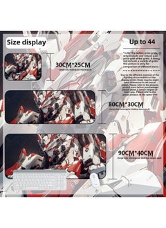 Mouse Pad Oversized Gundam Computer Keyboard Pad Cartoon Game Mouse Pad Boys E-sports Computer Thickened Desk Pad-Color:900*400*3mm-Pattern:Up To 44