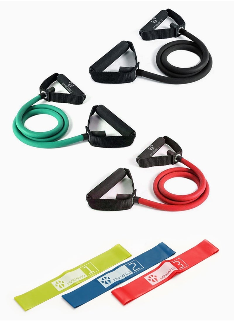 KANGAROO - 3 levels of resistance bands with 3 levels of  resistance rubber bands - Image 1