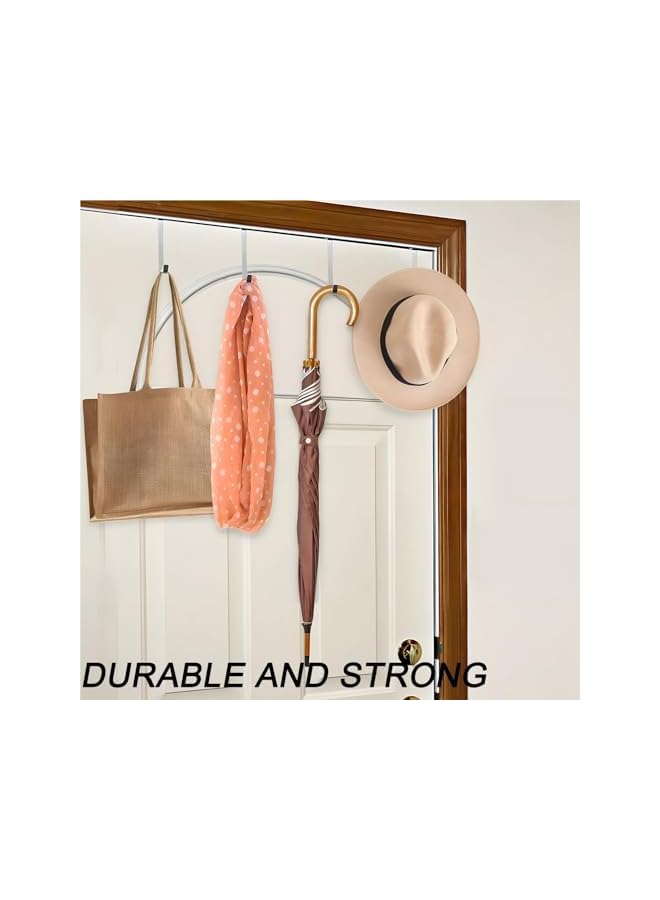 promass Over the Door Hooks, 12 Pcs Adjustable Metal Door Hangers, Heavy Duty Stainless Steel Door Hooks, Sturdy Over Door Hooks for Living Room, Bathroom, Bedroom, Hanging Keys, Hats, Towels - Image 2