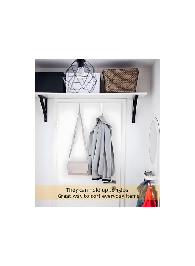 promass Over the Door Hooks, 12 Pcs Adjustable Metal Door Hangers, Heavy Duty Stainless Steel Door Hooks, Sturdy Over Door Hooks for Living Room, Bathroom, Bedroom, Hanging Keys, Hats, Towels - Image 3