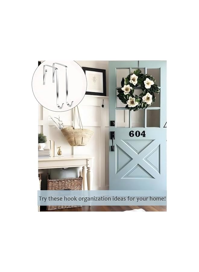 promass Over the Door Hooks, 12 Pcs Adjustable Metal Door Hangers, Heavy Duty Stainless Steel Door Hooks, Sturdy Over Door Hooks for Living Room, Bathroom, Bedroom, Hanging Keys, Hats, Towels - Image 5