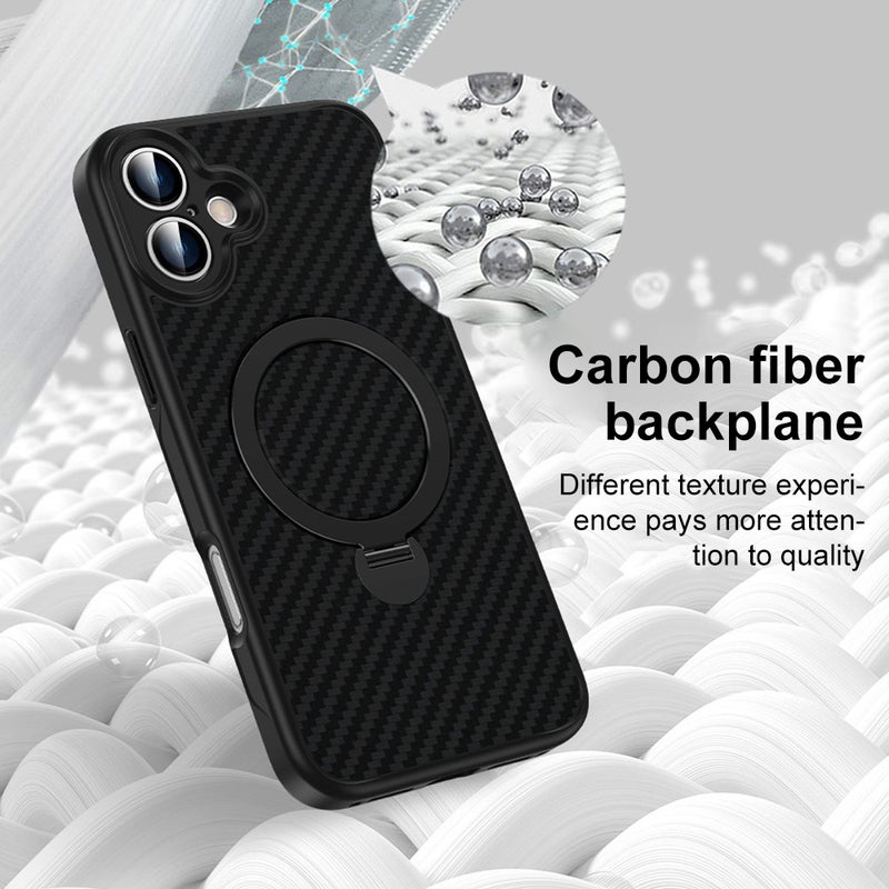 erorex For iPhone Air Carbon Fiber MagSafe 360 Degree Rotating Holder Phone Case(Black) - Image 4