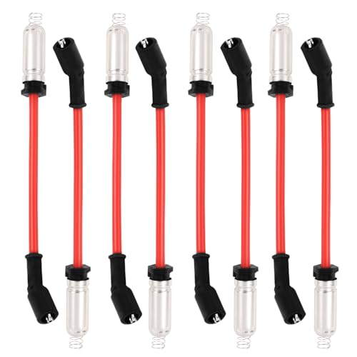 Ntoauto 9748HH Spark Plug Wire Set Compatible with 99-06 sliverado Sierra Tahoe Yukon, 10mm Spark Plug Wires Set with Heat Sheild (Red) - Image 1