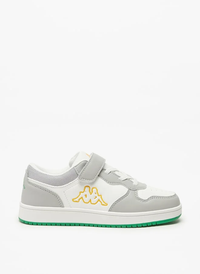 Kappa Boys' Colourblock Low-Ankle Sneakers with Hook and Loop Closure