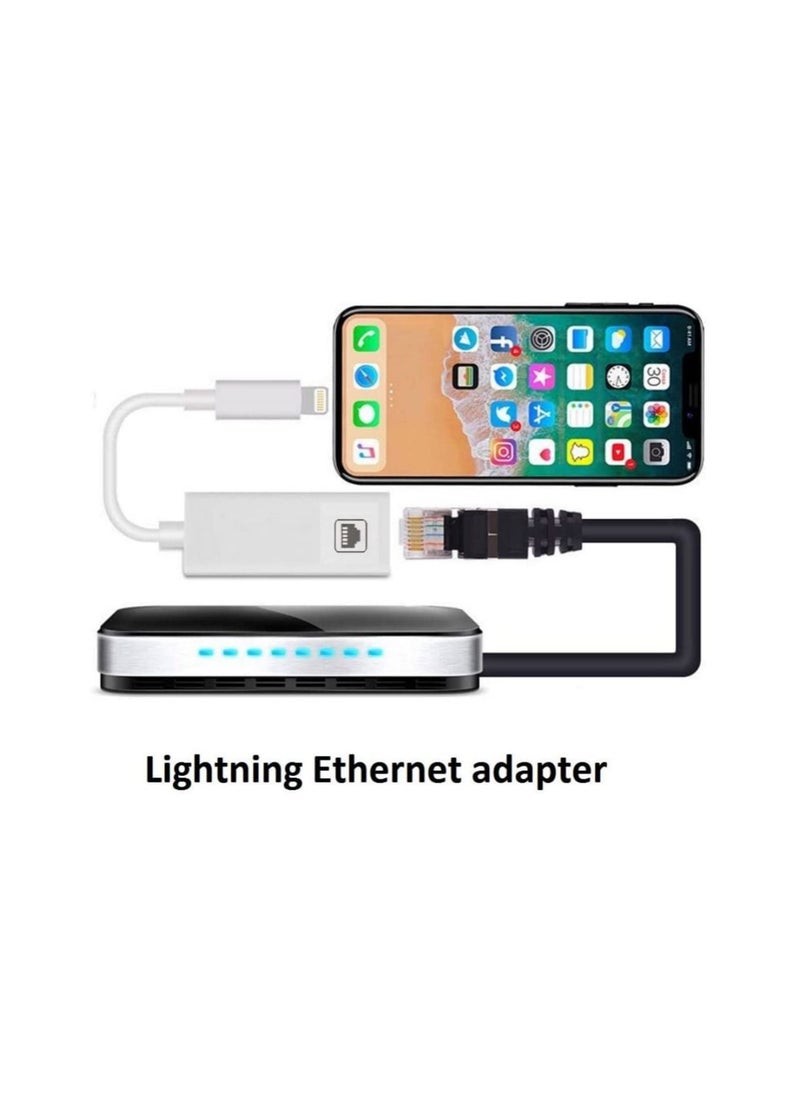 SYOSI - Lightning to Ethernet Adapter, RJ45 Ethernet LAN Network Adapter Cable with 8 Pin Connector Compatible with iPhone 13/12/11/XS/XR/X/8/7/iPad/iPod, Plug and Play, Supports 100Mbps [MFi Certified] - Image 1