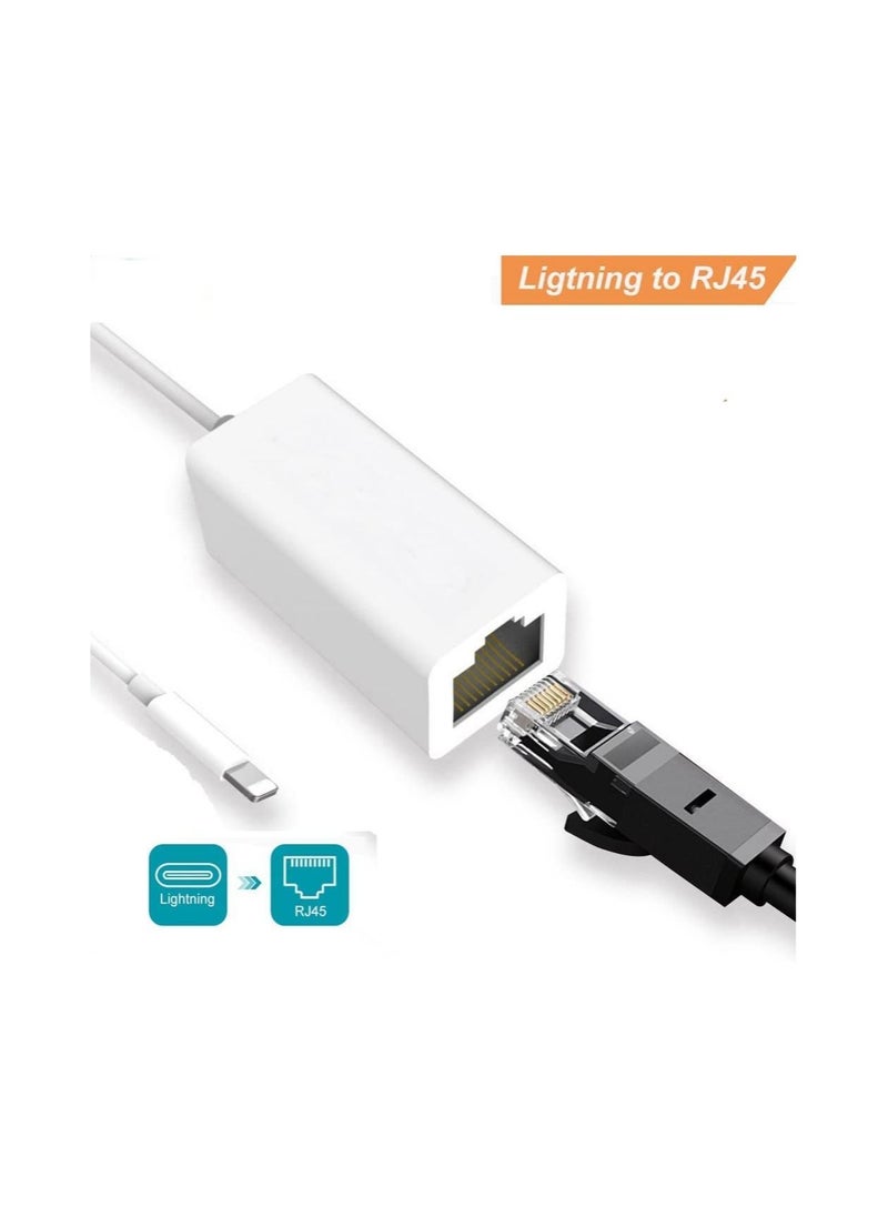 SYOSI - Lightning to Ethernet Adapter, RJ45 Ethernet LAN Network Adapter Cable with 8 Pin Connector Compatible with iPhone 13/12/11/XS/XR/X/8/7/iPad/iPod, Plug and Play, Supports 100Mbps [MFi Certified] - Image 1