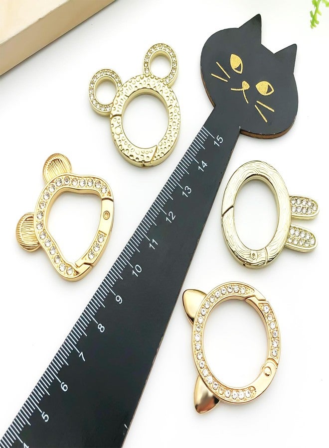 MOTOFITOOL 4 Pack Cute Carabiner Keychain Clips, Rabbit Cat Panda Mouse Ear Shape Carabiner Clip Aluminum Ring Climbing Clips for Keychains, Water Bottle Holders, Dog Leashes, and More - Image 2