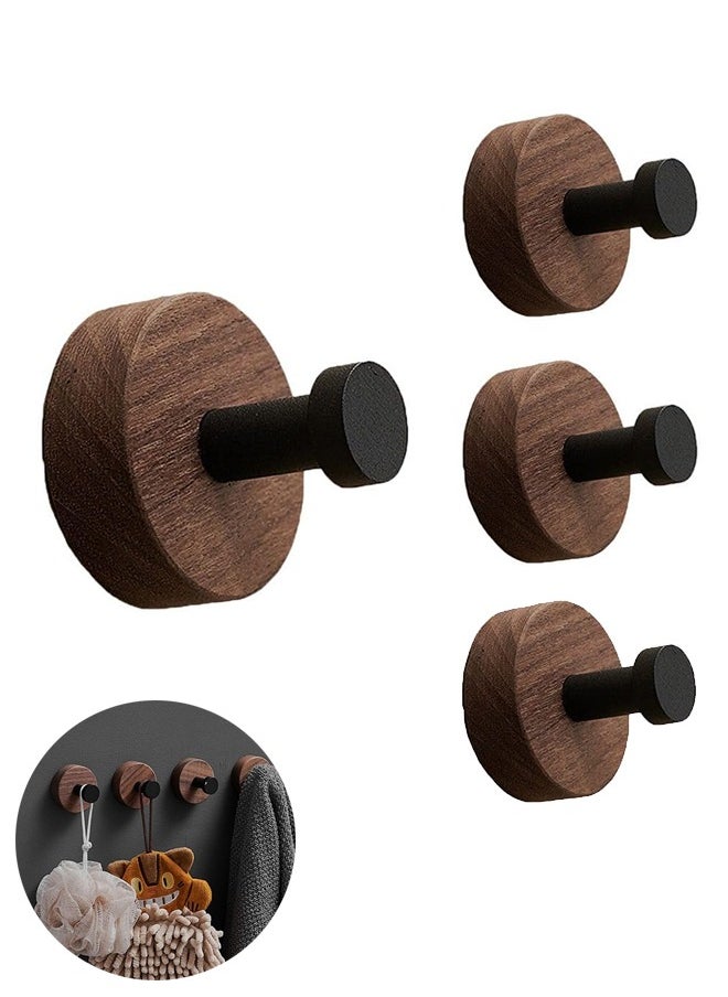 Sweet Life 4 Pack Adhesive Hooks, Premium Wood Wall Coat Hooks Wall Mounted for Hanging Purse, Hats, Pictures Keys Coats Bags and Robe (Up to 15lbs)  - Image 1